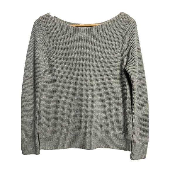 Gap Women's Grey Sweater Minimalist Medium Wool Blend Waffle Knit Crew Neck Warm - Picture 1 of 16